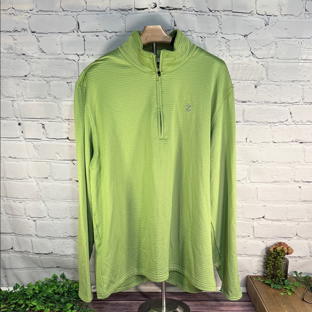 IZOD PerformX * 1/4 Zip Pullover‎ * Men's XL Green Waffle Fleece * lime green